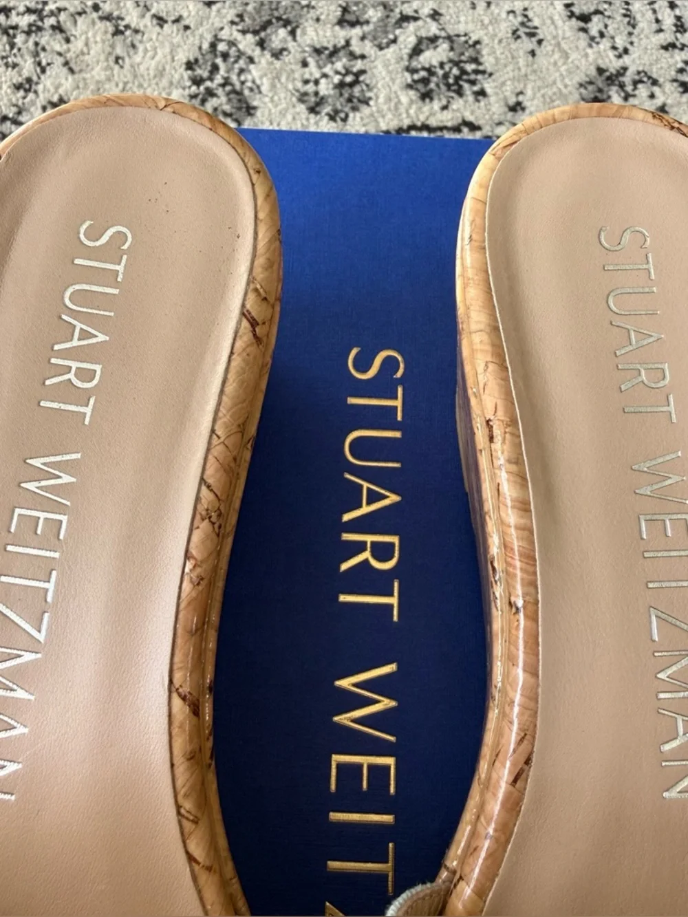 Stuart Weitzman Summer Wedge Heel Vintage Denim Cork Women’s Size 7 / 37.5 - Picture 10 of 15